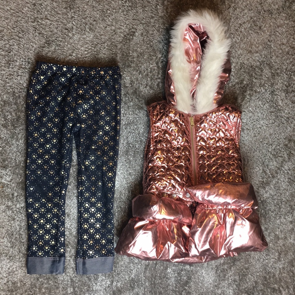 Girls Puffer & leggings outfit